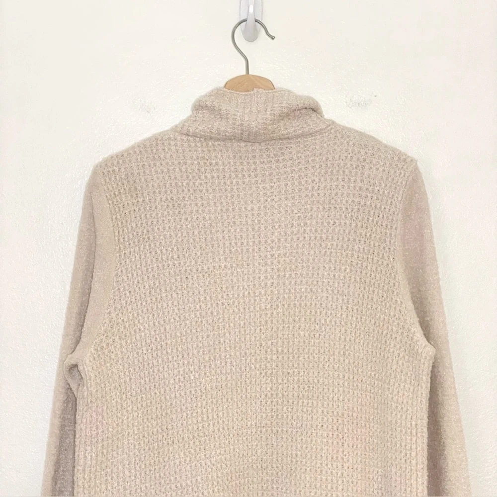 Barefoot Dreams CozyChic Lite Coastal Cardi Draped Open Front Sweater Bisque L
